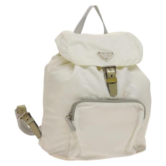 PRADA Backpack Nylon White Silver
